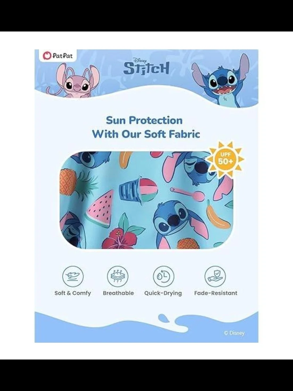 Disney  Stich Light Blue Tropical Girls' Tankini Set